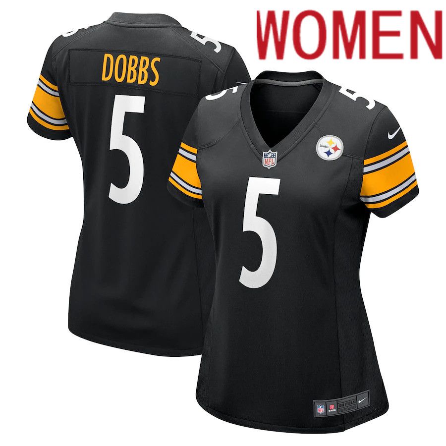 Women Pittsburgh Steelers #5 Joshua Dobbs Nike Black Team Game NFL Jersey->women nfl jersey->Women Jersey